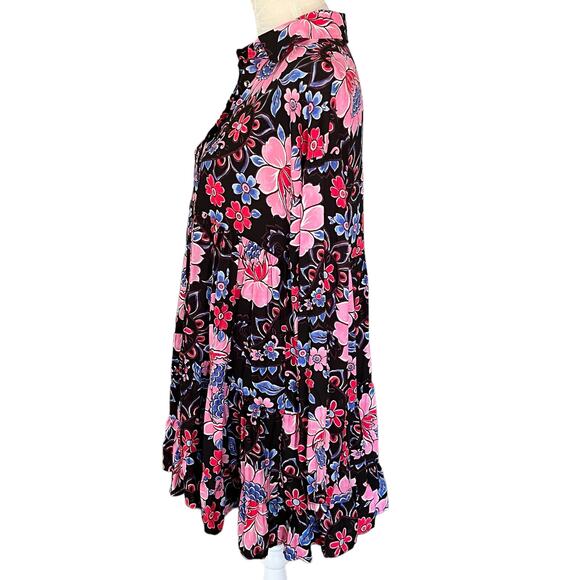Zara Floral Babydoll Dress S Button Front Ruffle Tiered New - Picture 10 of 12